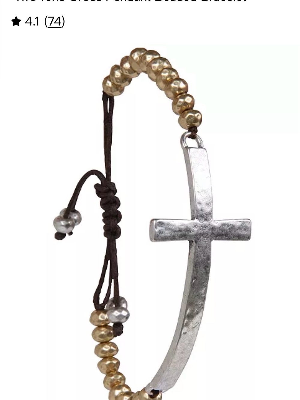 Lucky Brand Two-Tone Cross Beaded Bracelet - Gold & Silver